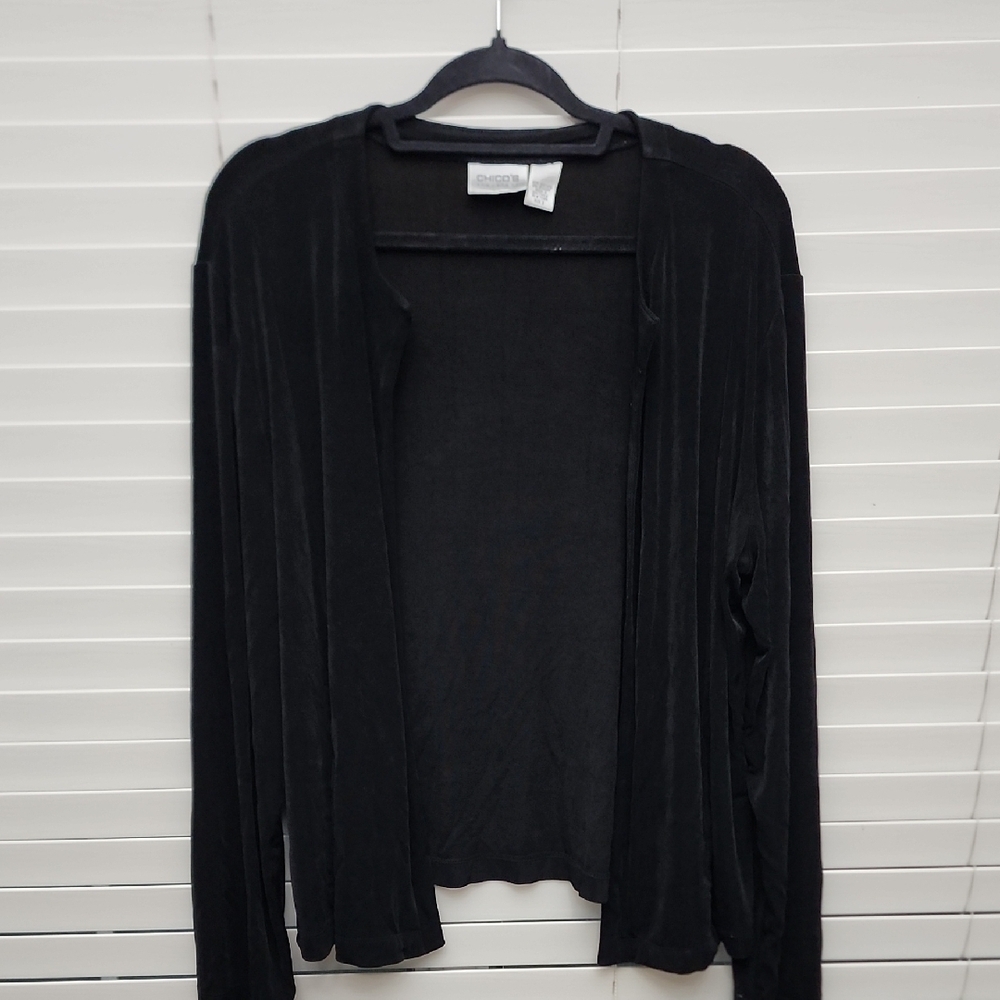 Chico's Classic Black Open Cardigan